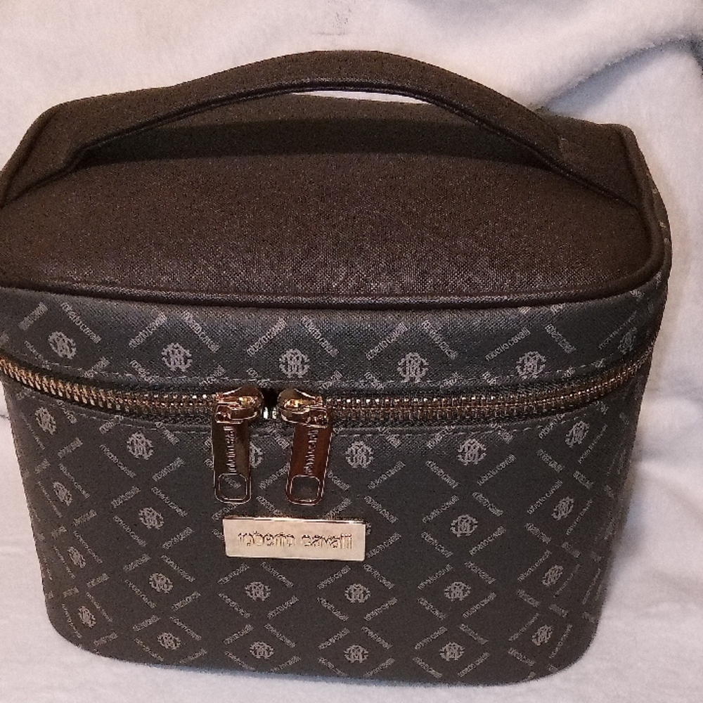 Roberto Cavalli Black Monogram Toiletry Bag